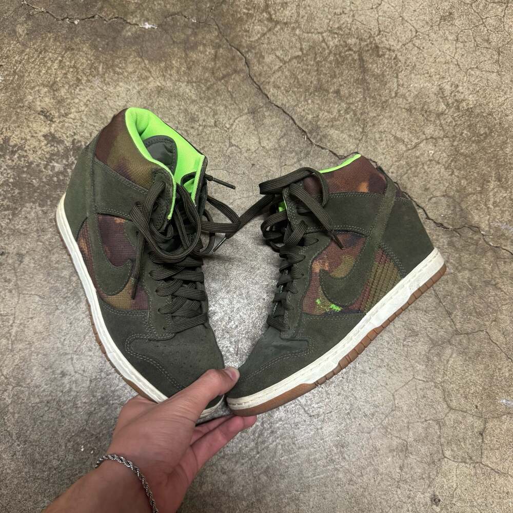 Nike Dunk Sky Hi Print Hidden Wedge Sneaker Camo Green 543258-301